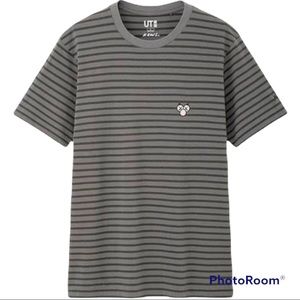 Uniqlo X Kaws Grey Striped mens t-shirt XS